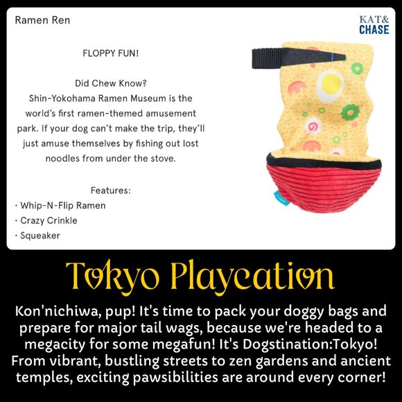 Bark Box Plush Ramen Themed Ramen Ren Dog Toy Crinkle & Squeaker L NWT - Picture 3 of 13